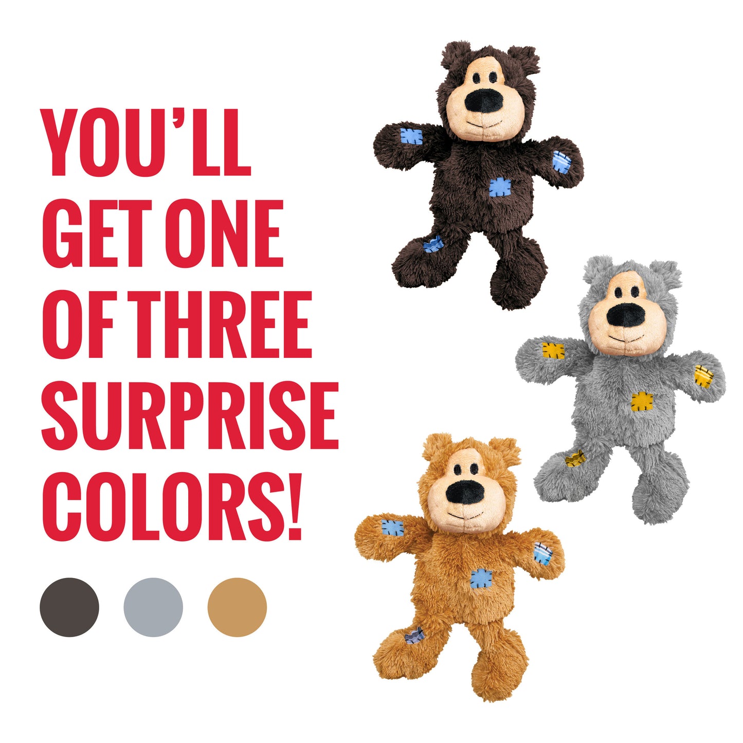 KONG Wild Knots Bear durable plush dog toy - Assorted Colors